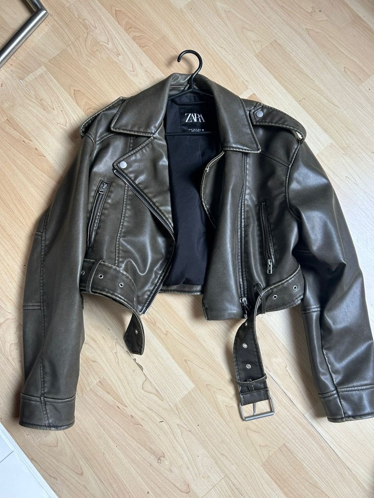 Cropped ZARA leather jacket, Jas | leer, Ophalen of Verzenden, Dames, Zara