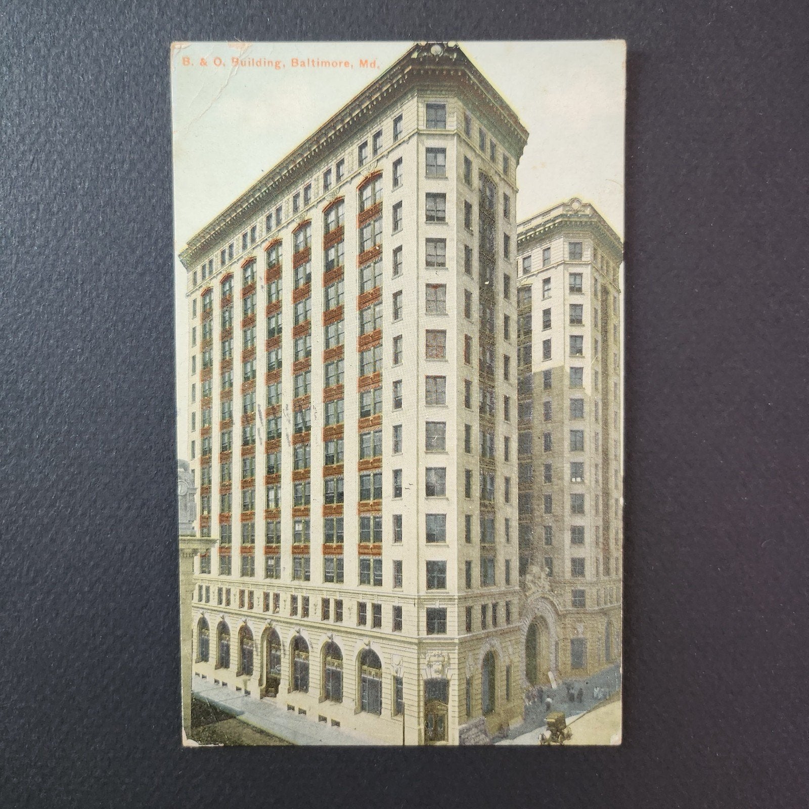 1911 Kaart B. & O. Building, Baltimore, Md. (1940), Verzenden, Voor 1920, Gelopen, Gebouw