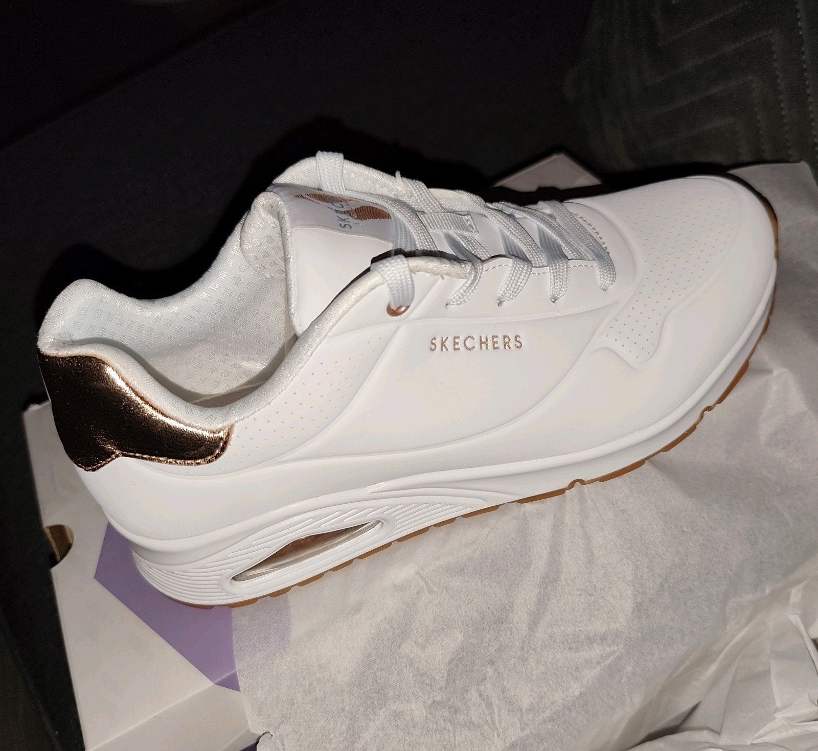 Nieuwe Skechers Street sneakers, wit met roségoud, maat 41, Skechers, Wit, Nieuw, Ophalen of Verzenden