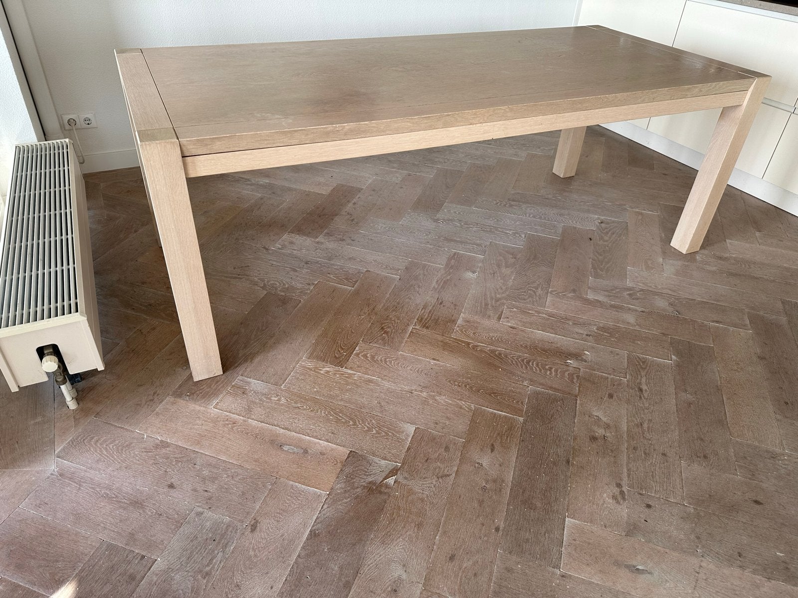Houten eettafel - 225x98x75 cm, Ophalen, Gebruikt, 200 cm of meer, 50 tot 100 cm