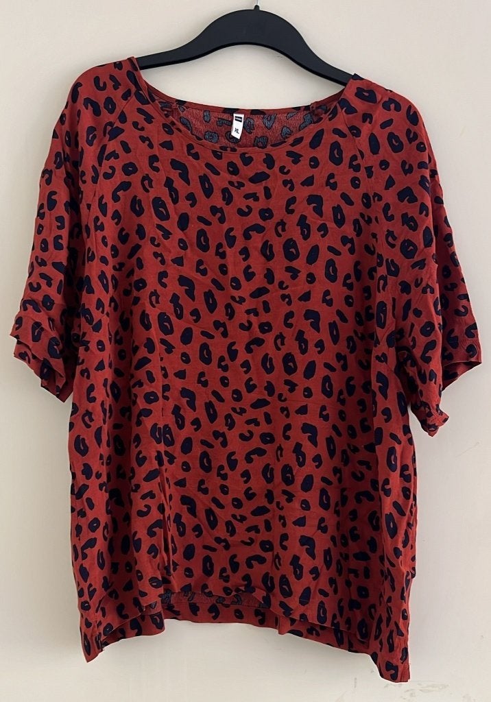 hema tshirt maat xl panterprint, Verzenden, Maat 46/48 (XL) of groter, Oranje, Zo goed als nieuw