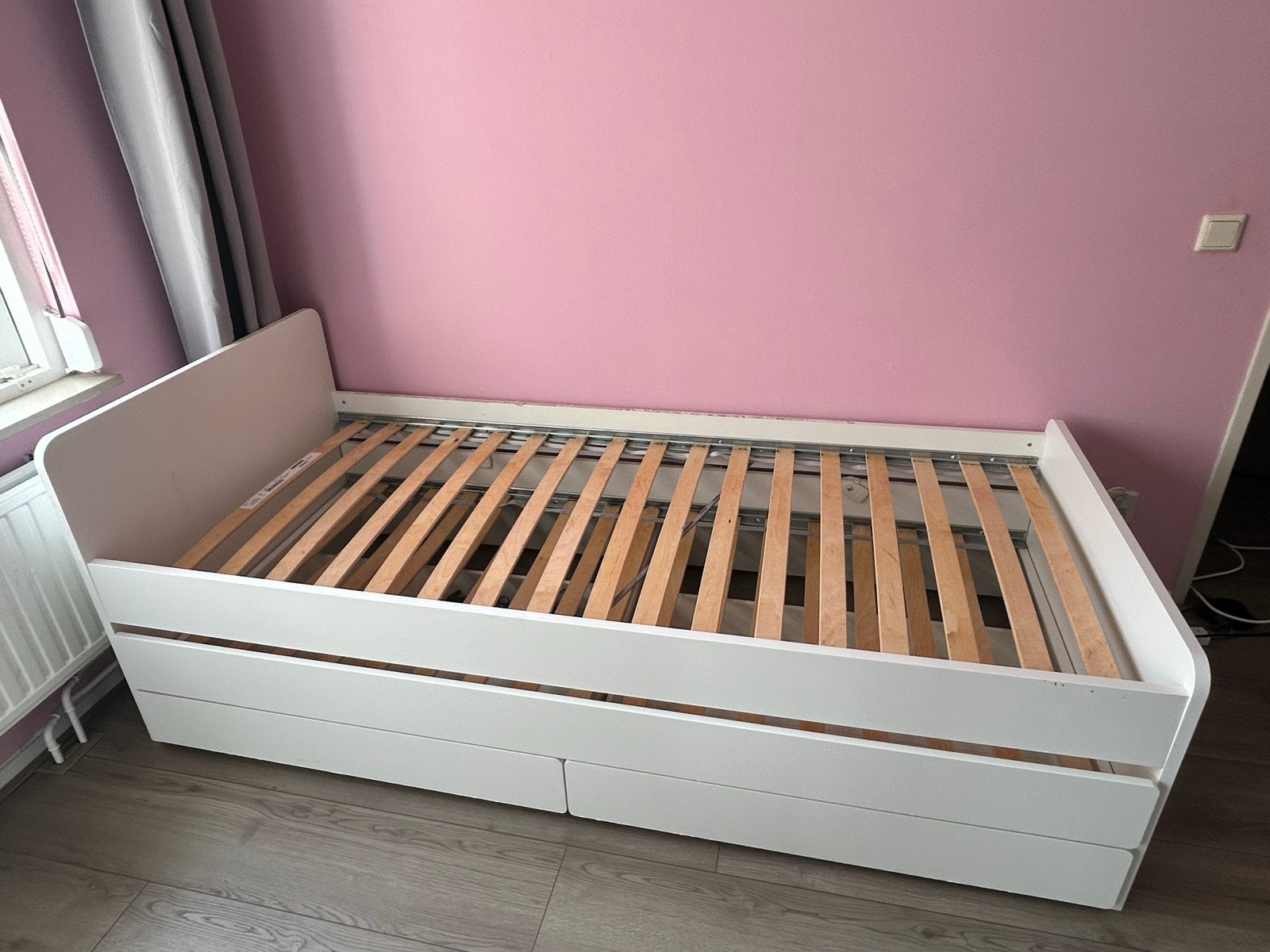 IKEA bed met uitschuifbed en 2 lades, Ophalen, Gebruikt, 90 cm, Eenpersoons
