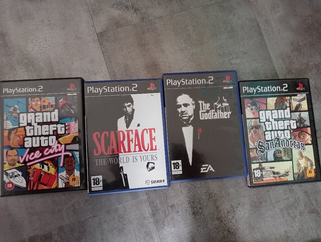 PS2 games Scarface, Godfather, GTA Vice City en San Andreas, 1 speler, Zo goed als nieuw, Vanaf 3 jaar, Ophalen