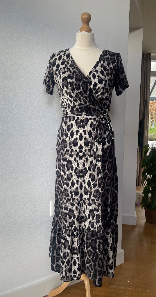Smashed Lemon Eva dress leopard grey white 38 40 Topvintage, Maat 38/40 (M), Verzenden, Zo goed als nieuw, Smashed Lemon