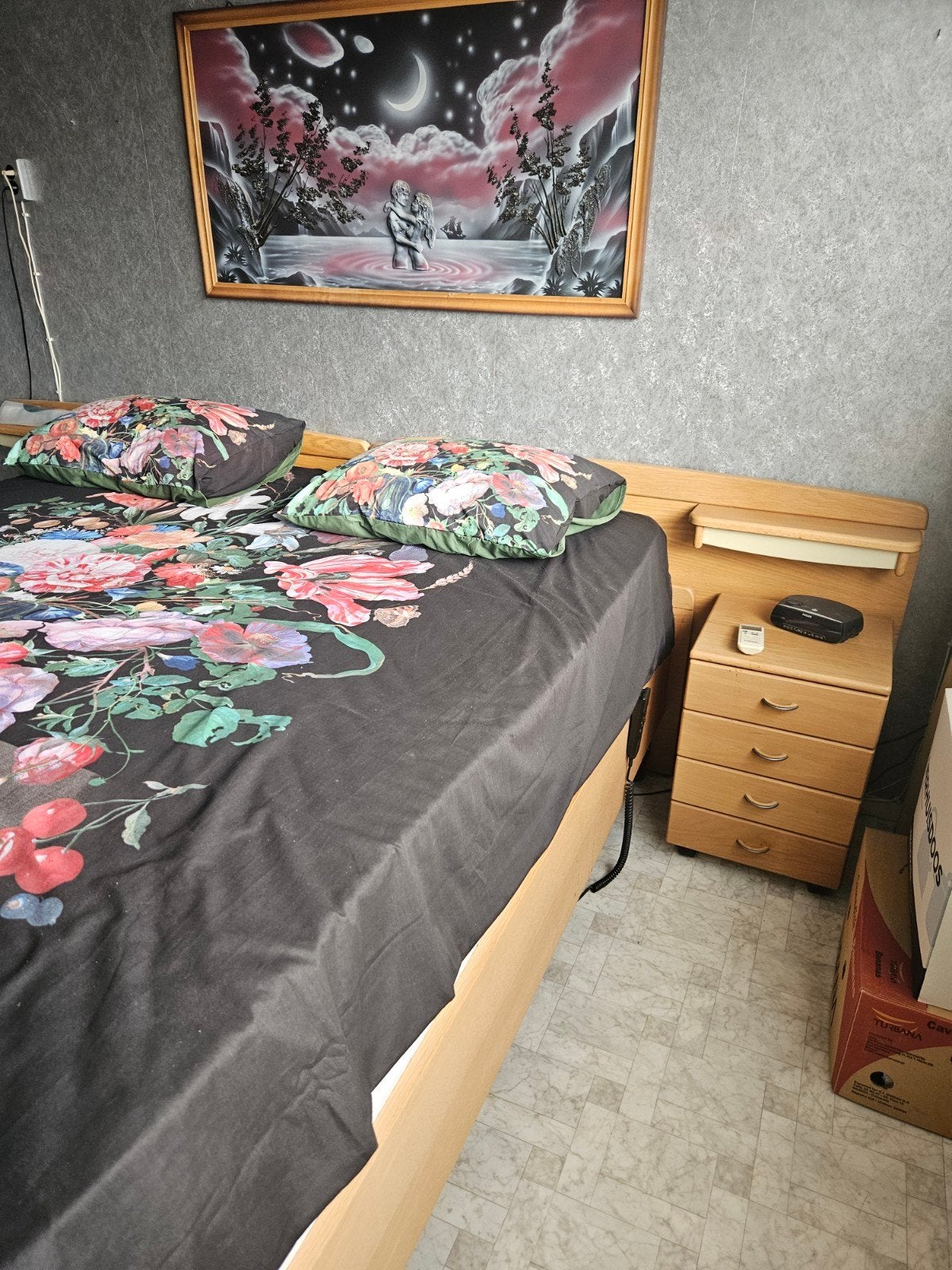 Slaapkamer blank eiken, Gebruikt, Tweepersoons, Ophalen of Verzenden, 200 cm