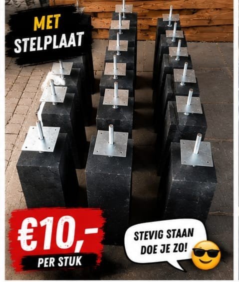 De basis voor elke overkapping – Betonpoeren €9,-, Ophalen, Minder dan 25 mm, Nieuw, Plank