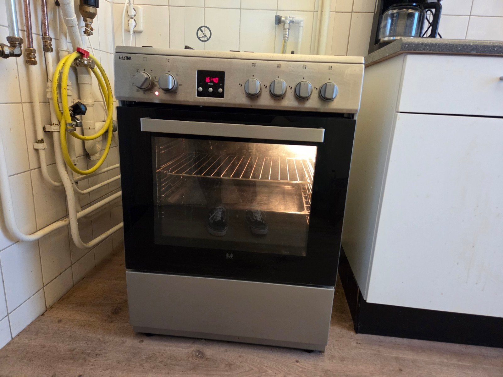 ETNA FGV760RVS gasfornuis MOET NU WEG!, Ophalen, Gebruikt, Grill, 4 kookzones