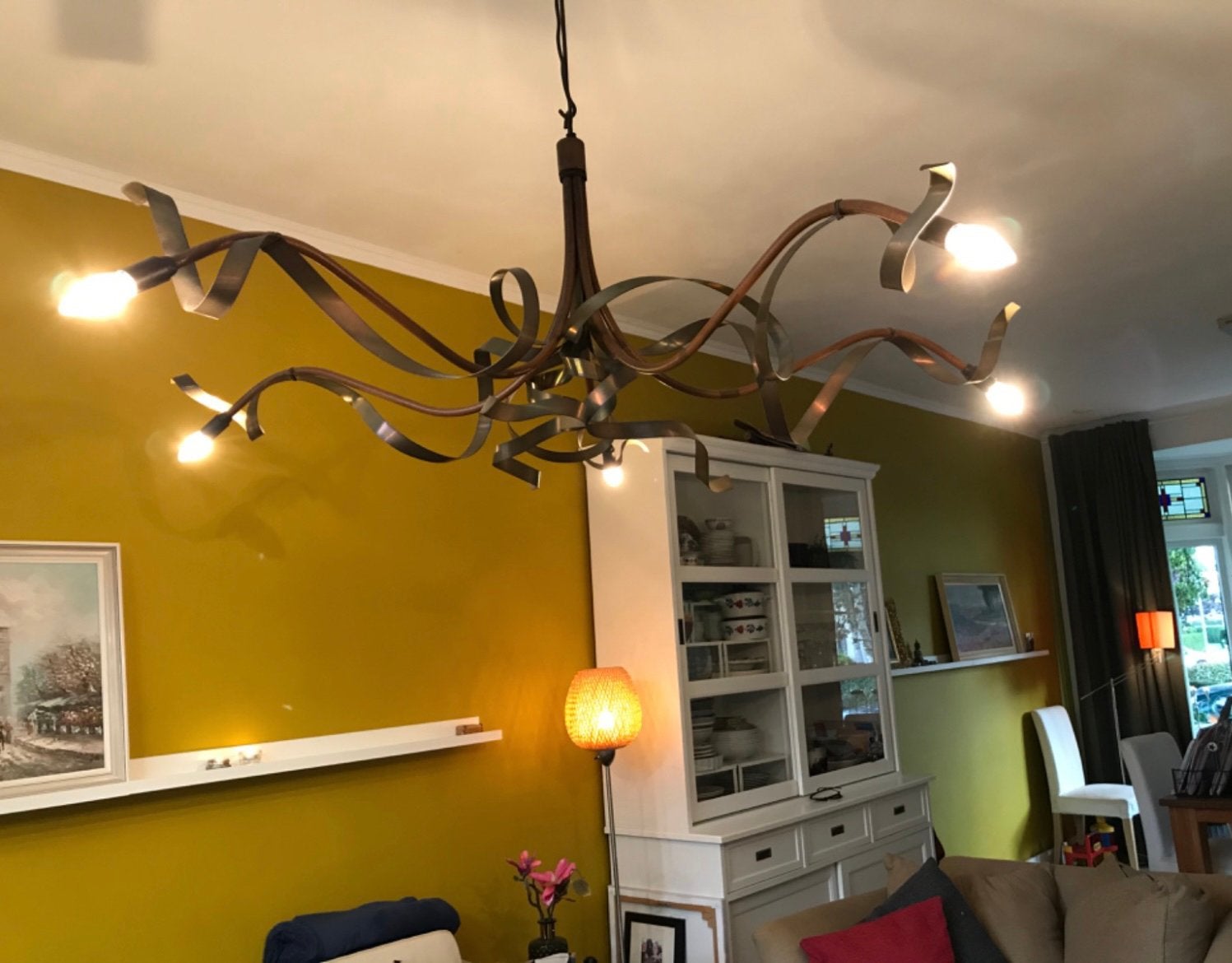 Originele Jacco Maris Ruban Plié kroonluchter, Huis en Inrichting, Ophalen, Gebruikt, Metaal