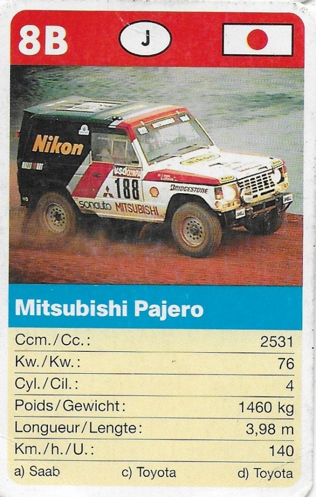 Kw 556 autokaartje 8b mitsubishi pajero, Verzamelen, Ophalen of Verzenden, Zo goed als nieuw, Auto's