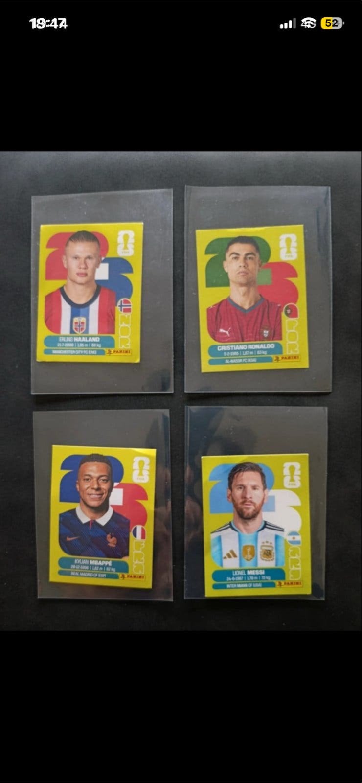 Panini Voetbalplaatjes Messi, Ronaldo, Mbappé, Haaland, Ophalen of Verzenden, Zo goed als nieuw, Buitenlandse clubs, Spelerskaart