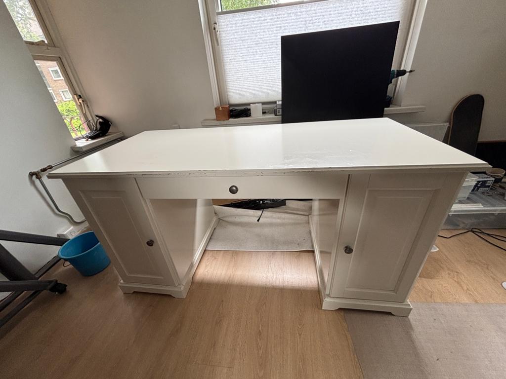 IKEA LIATORP Bureau - Wit, Klassiek, met opbergruimte, Ophalen, Overige typen, Gebruikt, Met lades