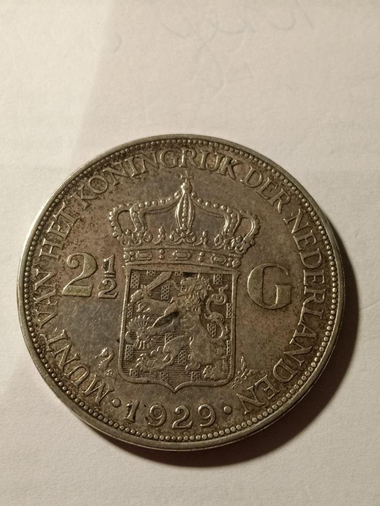 Rijksdaalder 1929 Wilhelmina, Postzegels en Munten, Munten | Nederland, Ophalen of Verzenden, Koningin Wilhelmina, 2½ gulden, Zilver