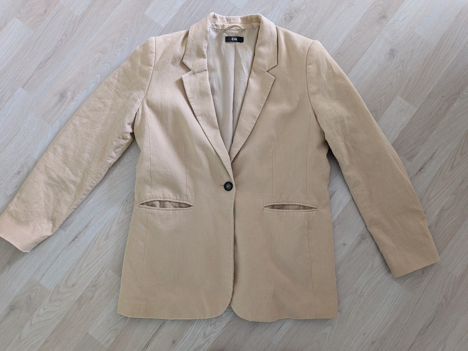 C&A linnen blazer maat 38, Kleding | Dames, Ophalen of Verzenden, Zo goed als nieuw, Maat 38/40 (M), Beige