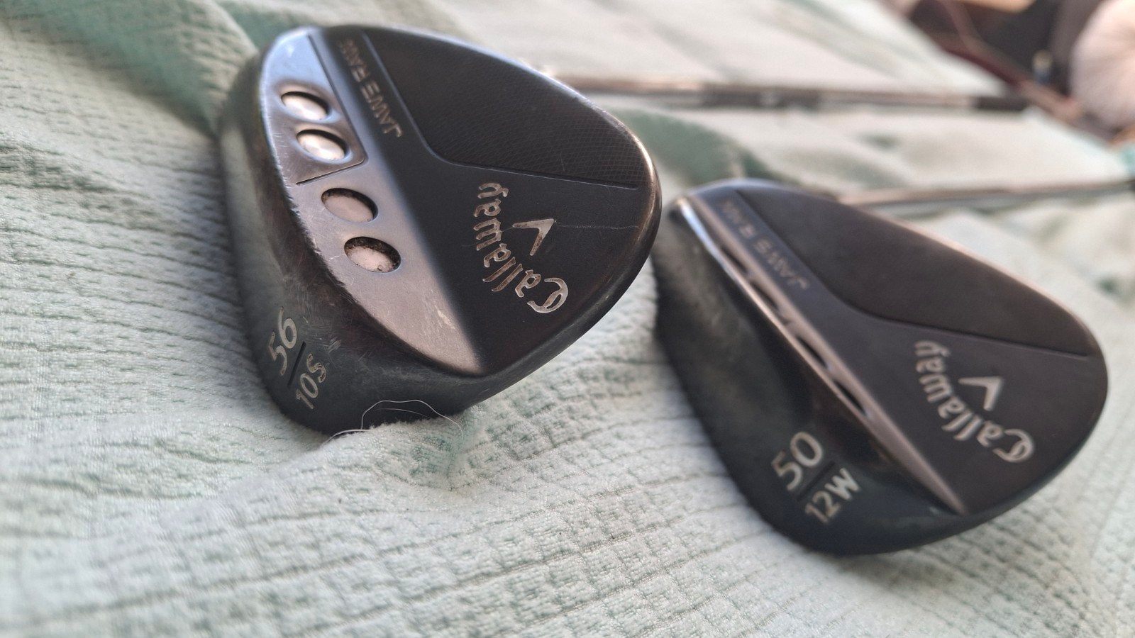 Te koop: 2 Callaway Jaws Raw Wedges 50-12W en 56-10S Man/RH, Ophalen of Verzenden, Gebruikt, Club, Callaway
