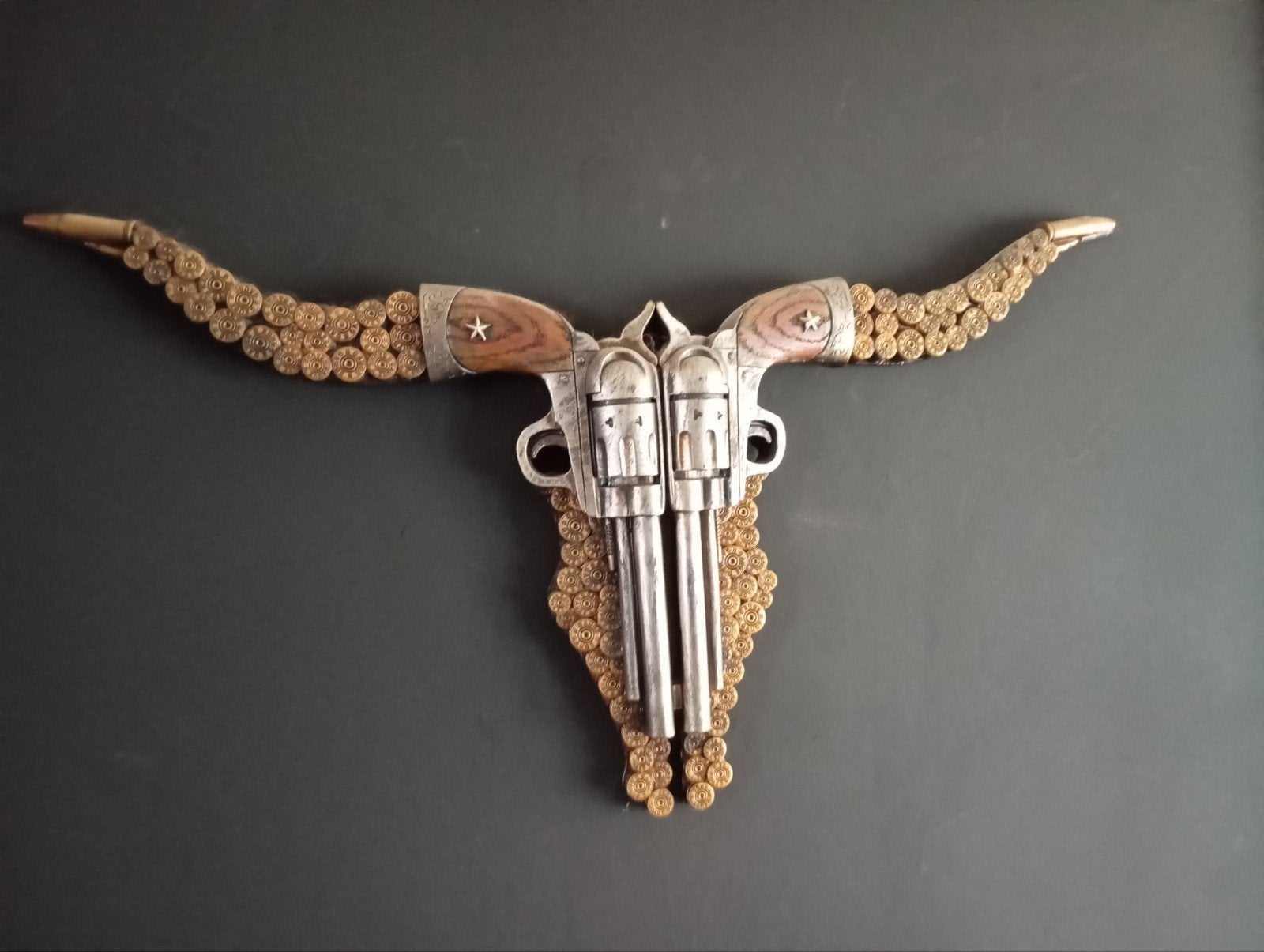 schedel met pistolen en kogels - 75x40 cm, Ophalen