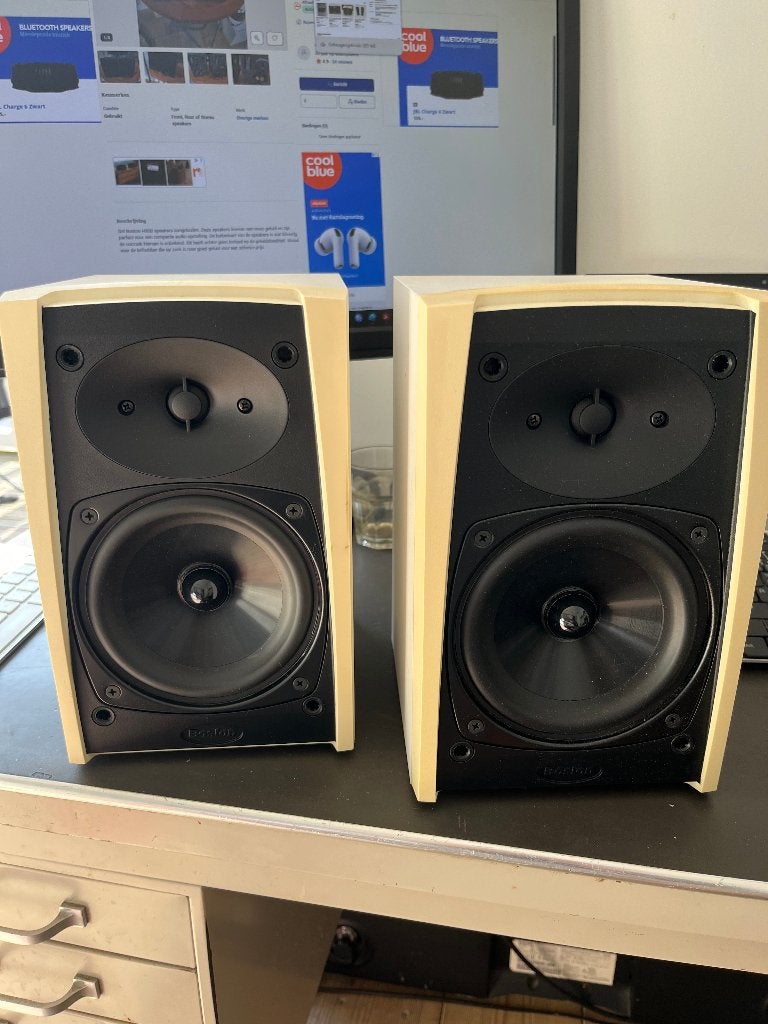 Boston CR65 speakers, Gebruikt, 120 watt of meer, Front, Rear of Stereo speakers, Ophalen