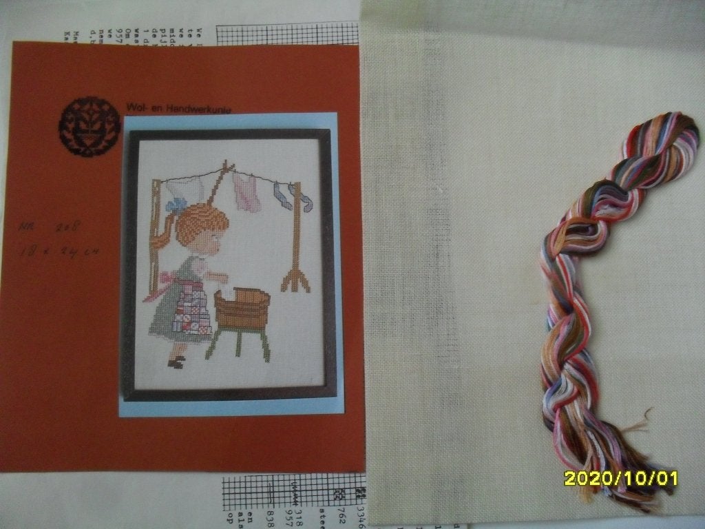 NIEUW Borduurpakket, Was Ophangen . Verkoop ook DMC garens, Ophalen of Verzenden, Nieuw, Handborduren, Borduurpakket