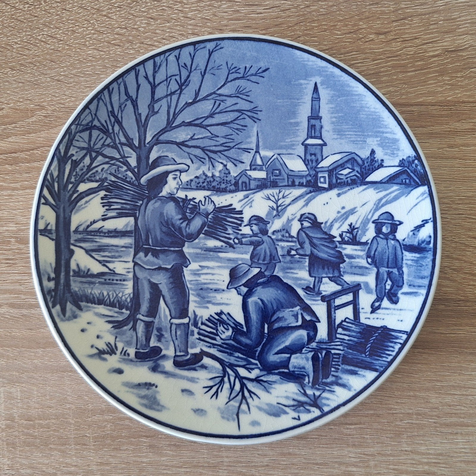 Royal Delfts Blauw Wandbord - Winter, Ophalen of Verzenden