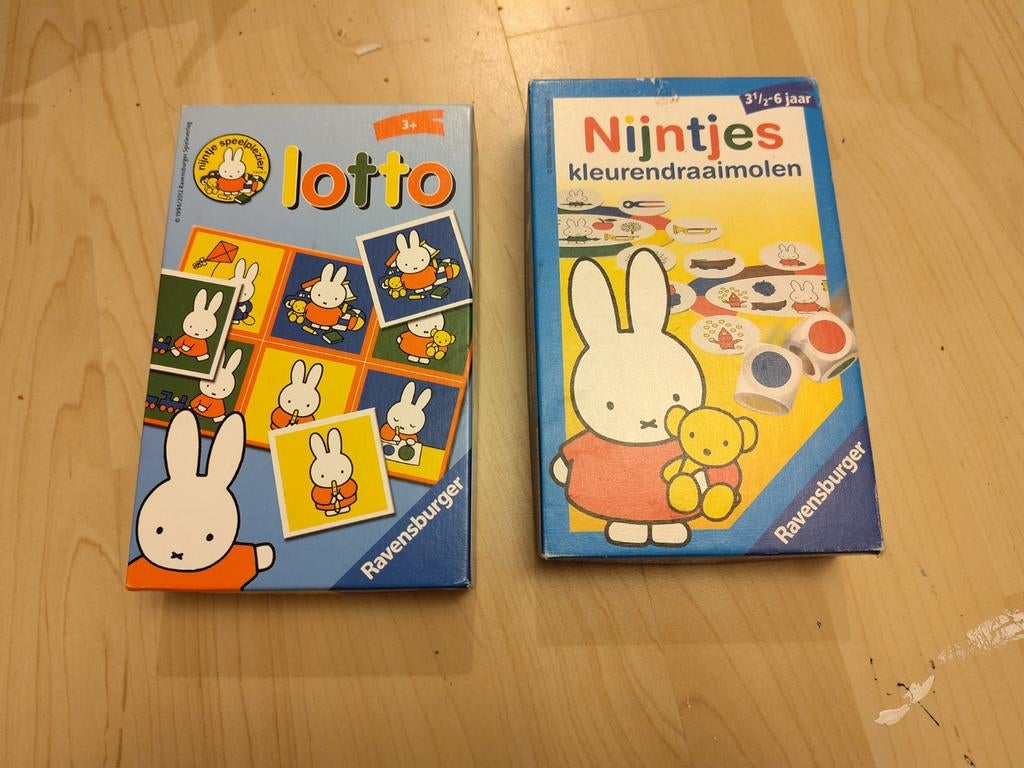 2 Nijntje spelletjes: Lotto en Kleurendraaimolen, Een of twee spelers, Ophalen of Verzenden, Gebruikt, Ravensburger