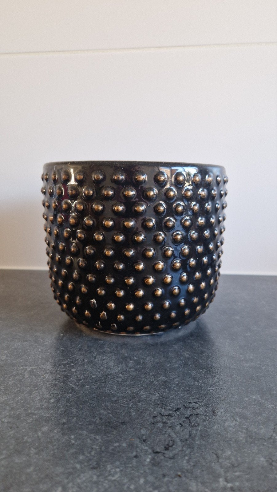 Bloempot bolino shirly black 15cm, Ophalen, Gebruikt, Rond, Binnen