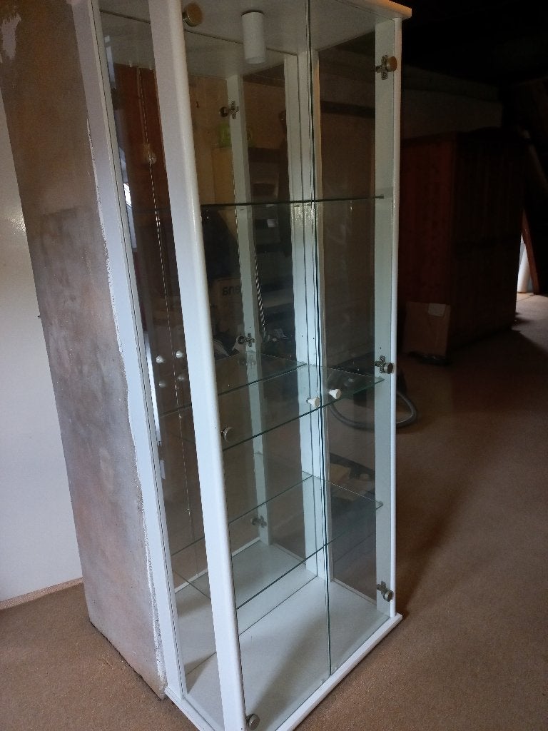 Vitrinekast afsluitbaar wit cm:180 x 66 x 34, Ophalen, Glas, 50 tot 100 cm, Zo goed als nieuw