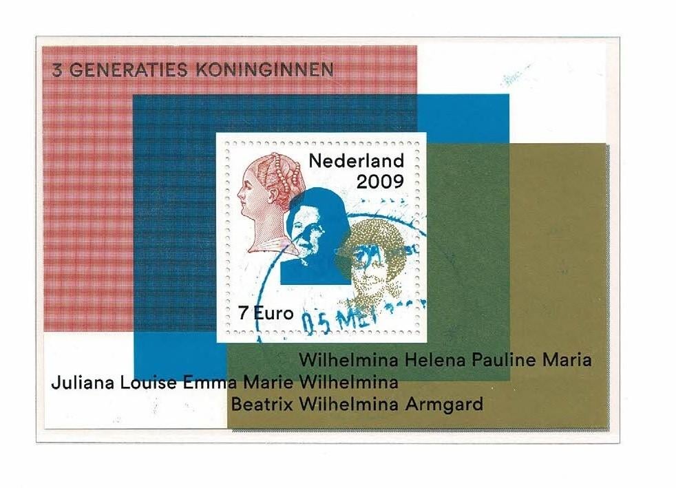 Nederland : 2009 - 3 x koninginnen - NVPH blok 2642, Postzegels en Munten, Postzegels | Nederland, Ophalen of Verzenden, Na 1940
