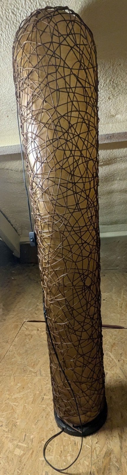 Vintage Mid-Century Italiaanse Vloerlamp – Glasvezel & Rotan, Ophalen, 150 tot 200 cm
