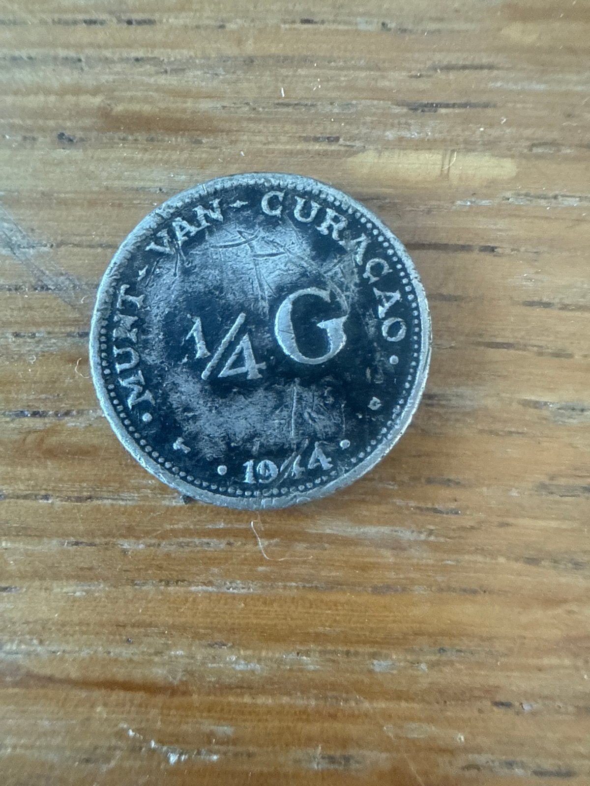 1/4 Gulden Zilver Munt van Curaçao 1944 Wilhelmina, Postzegels en Munten, Munten | Nederland, Zilver, Koningin Wilhelmina, Losse munt