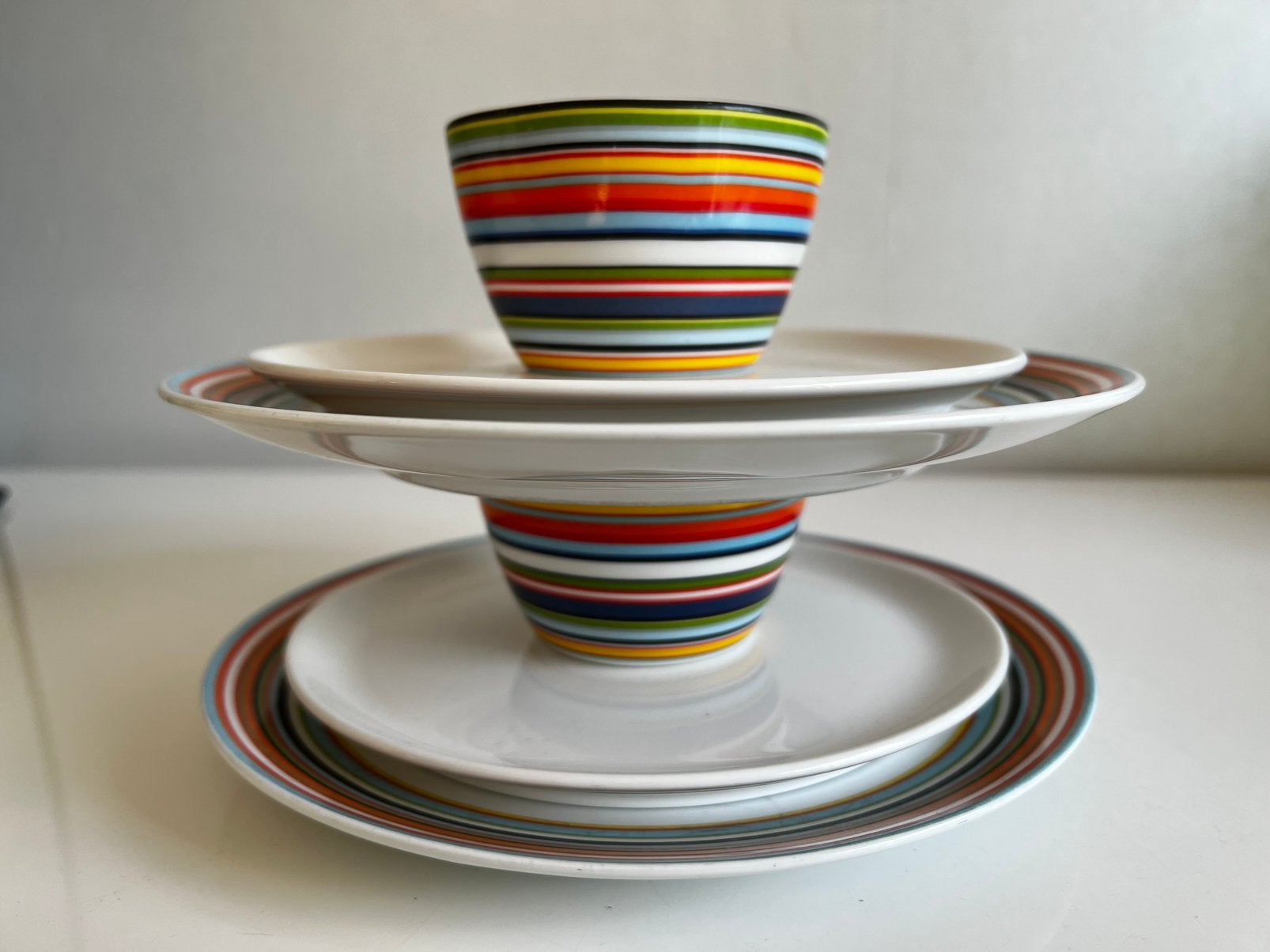 Set 2 Iittala Origo Ontbijtbord-Kom Oranje Alfredo Häberli, Huis en Inrichting, Ophalen of Verzenden, Zo goed als nieuw, Kom(men)