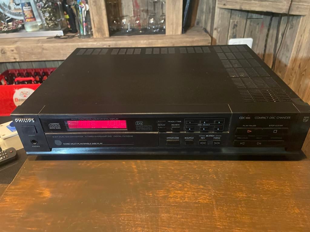 Philips CDC486 CD-wisselaar (6-disc) - vintage, Ophalen of Verzenden, Niet werkend, Philips, Wisselaar
