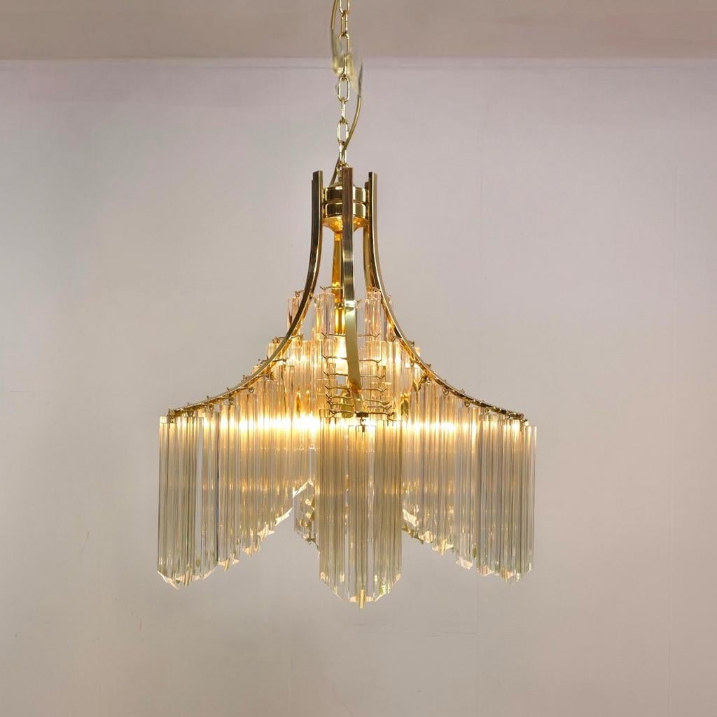 Venini xl waterval kroonluchter 70's Italiaans murano glas, Huis en Inrichting, Lampen | Kroonluchters, Glas, Ophalen