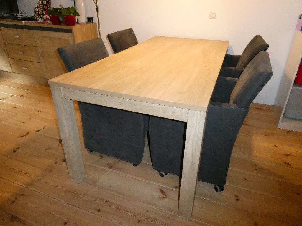 eettafel en stoelen, Huis en Inrichting, Tafels | Eettafels, Ophalen, Gebruikt, 50 tot 100 cm, 150 tot 200 cm