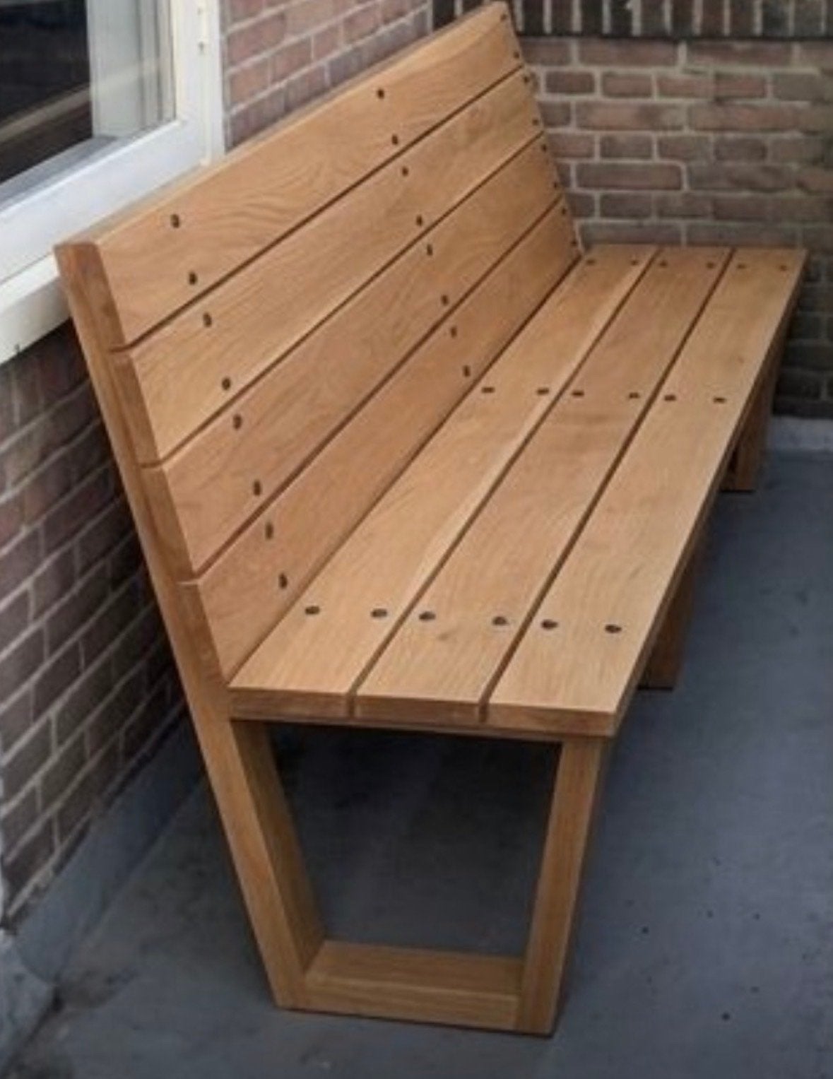 Massief houten design bank voor balkon, gevelbank , muurbank, Huis en Inrichting, Banken | Bankstellen, Ophalen, Modern design