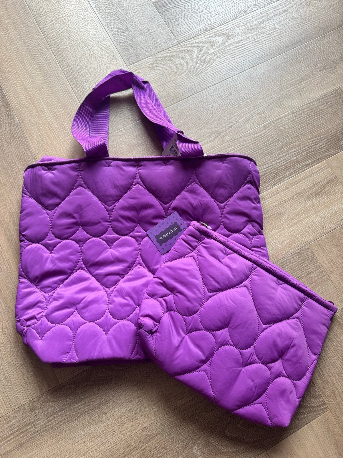 Nieuw True Spirit Tas + toiletas met hartjespatroon, Ophalen of Verzenden, Nieuw, Paars, Shopper
