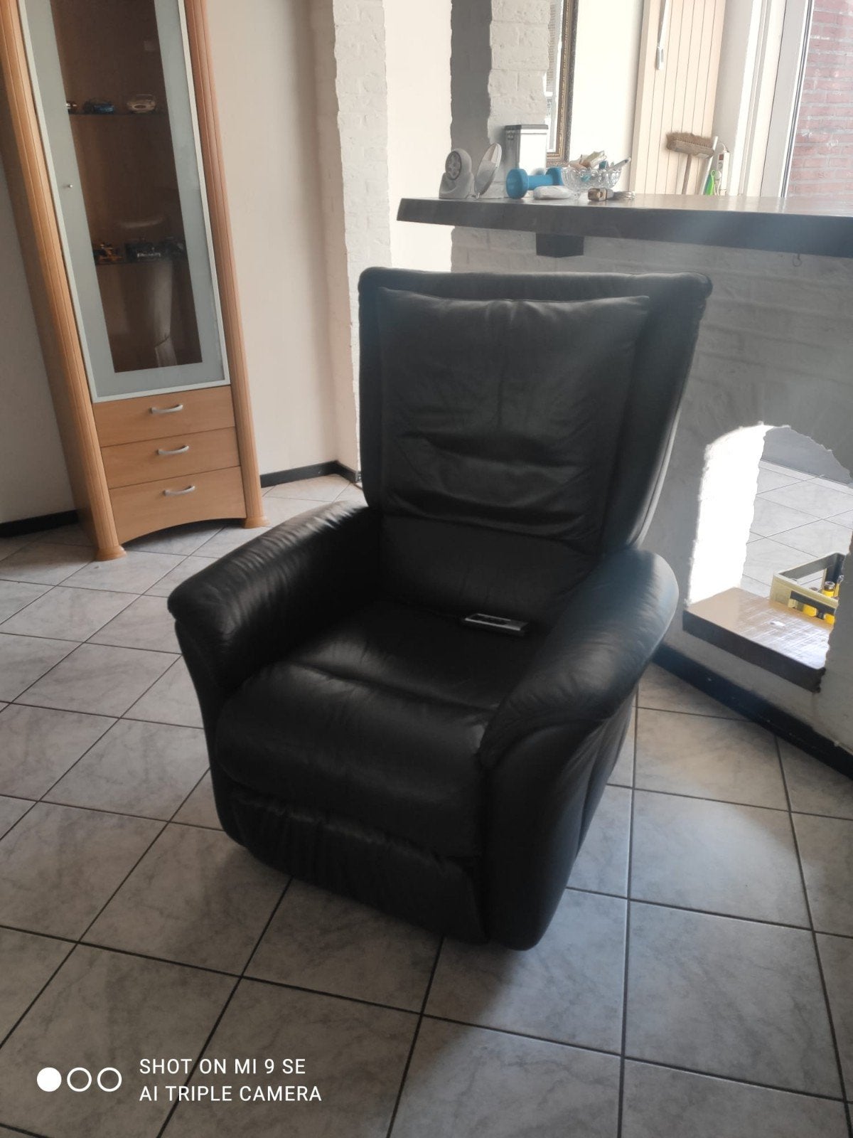 Leren elektrische sta-op stoel - Comfort en ondersteuning, Ophalen, Gebruikt, Blauw, Leer