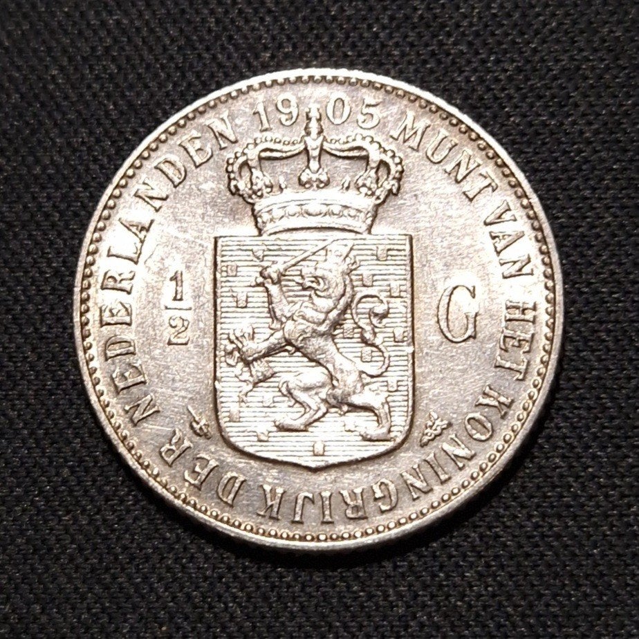 1/2 gulden 1905, Postzegels en Munten, ½ gulden, Zilver, Ophalen of Verzenden, Koningin Wilhelmina