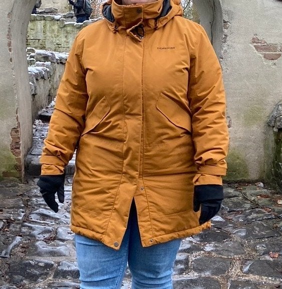 Didriksons parka winterjas dames maat 46, Ophalen of Verzenden, Gedragen, Maat 46/48 (XL) of groter, Geel