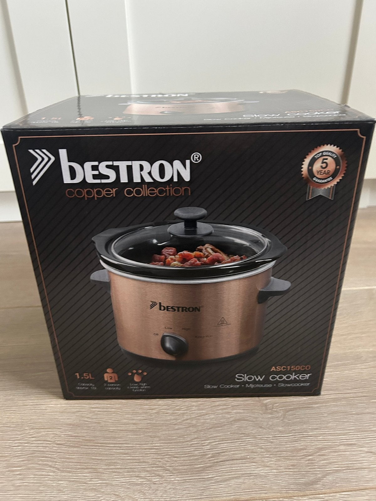 Nieuw in doos! Bestron slowcooker koper, 1.5 liter., Ophalen of Verzenden, Zo goed als nieuw