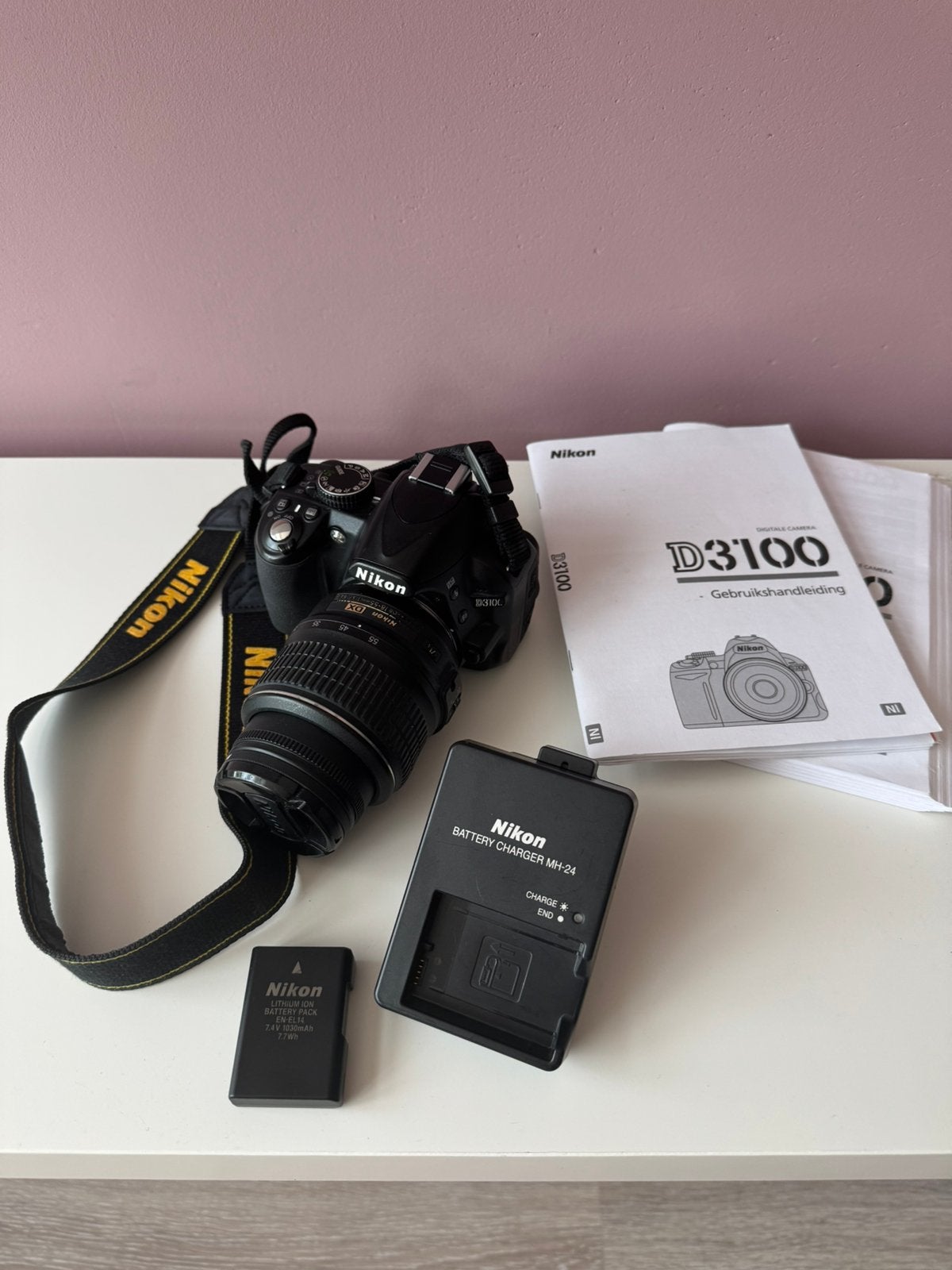Nikon D3100 Spiegelreflexcamera met AF-S DX NIKKOR 18-55mm, Spiegelreflex, Beeldstabilisatie, Nikon, Geen optische zoom