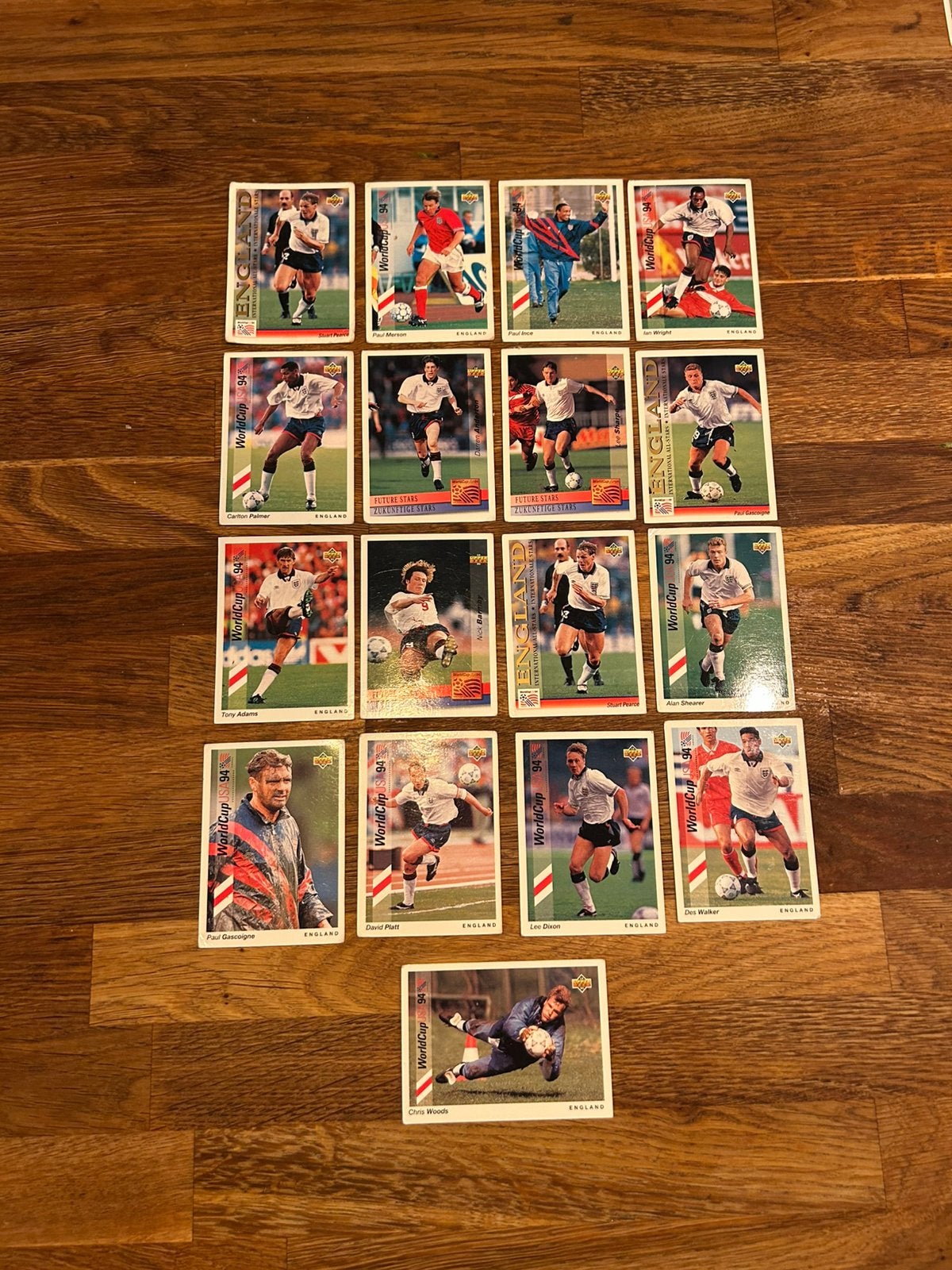 17x Upper Deck WK 1994 Engeland vintage, Verzamelen, Ophalen of Verzenden, Zo goed als nieuw, Buitenlandse clubs, Poster, Plaatje of Sticker