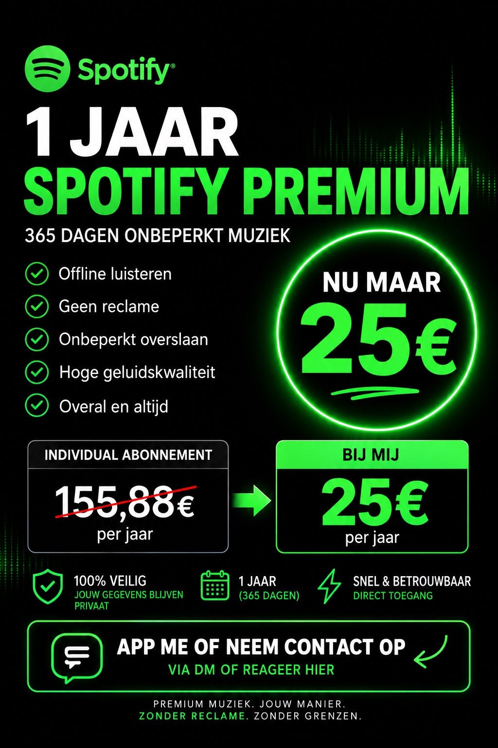 Spotify premium, Tickets en Kaartjes, Kortingen en Cadeaubonnen, Eén persoon, Overige soorten