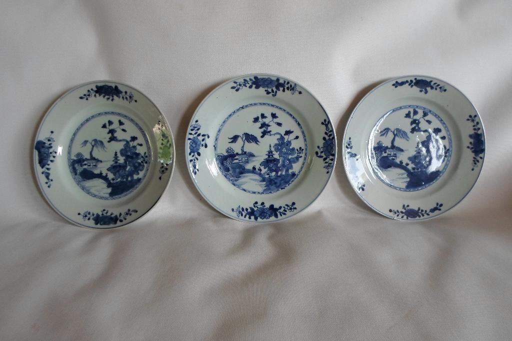 Chinese Borden Blauw Wit 3x Antiek, Ophalen of Verzenden