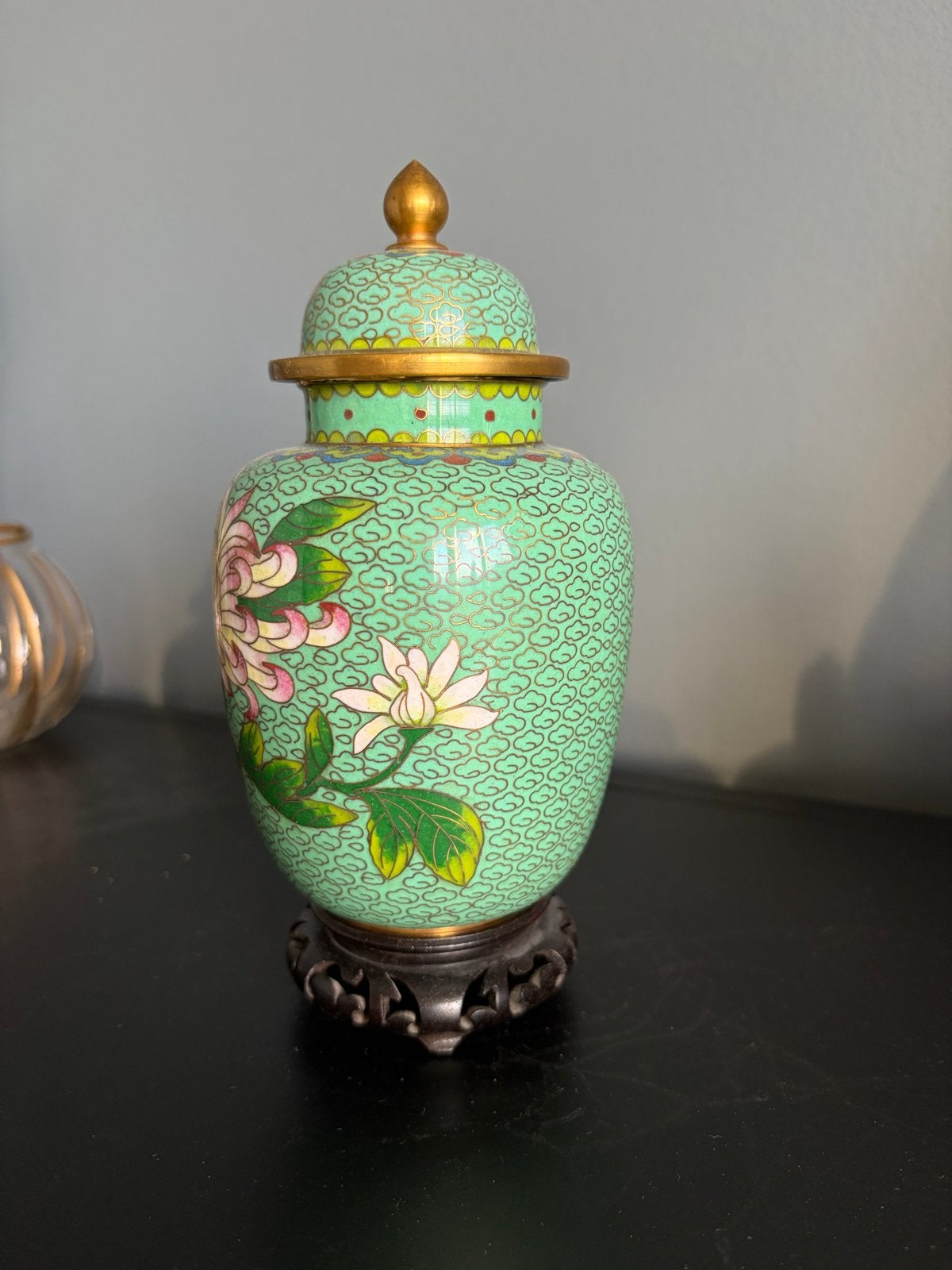 Antieke Chinese Cloisonné Gemberpot met Bloemenmotief, Ophalen