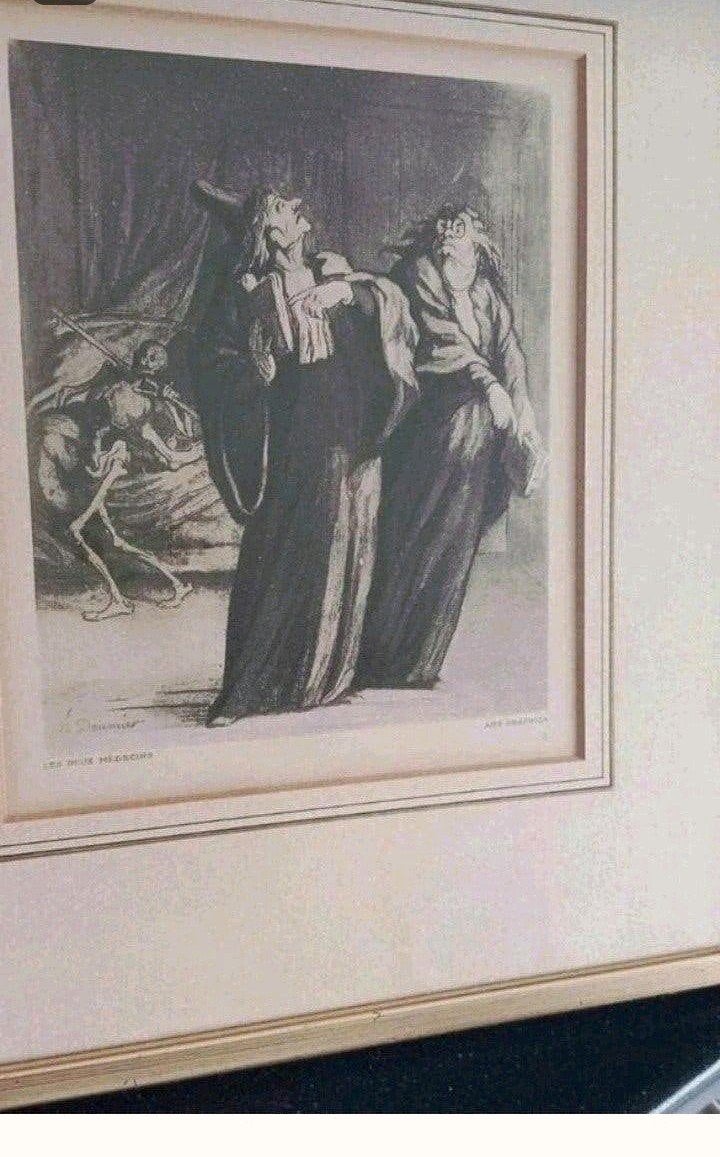 Honoré Daumier - Les Deux Médecins - Lithografie, Antiek en Kunst, Dagelijks leven, 1800 - 1899, Ophalen of Verzenden, Ingelijst