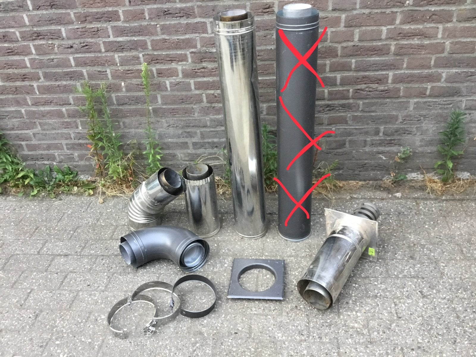 Dubbelwandige afvoer buis kachel pijp, Doe-het-zelf en Verbouw, Buizen en Afvoer, Ophalen of Verzenden, Zo goed als nieuw, Minder dan 2 meter