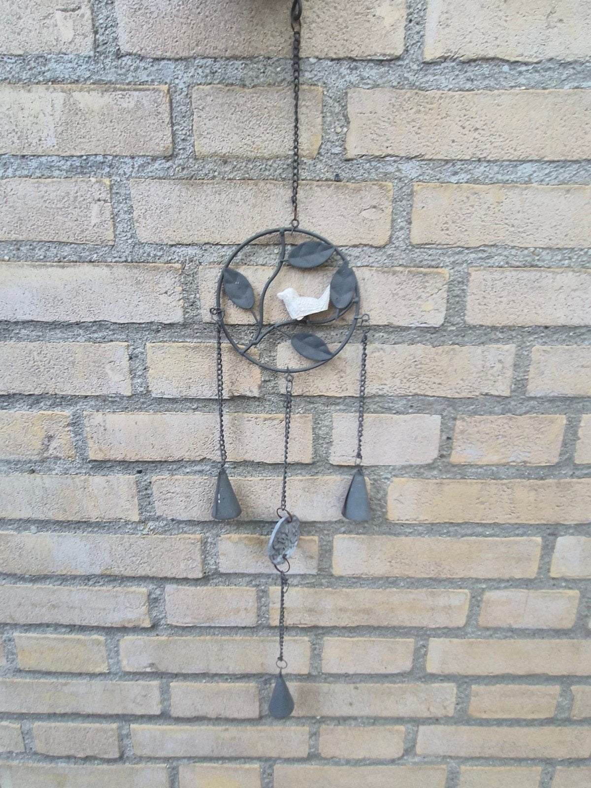 Metalen windgong met vogel en bladeren, windhanger, hanger, Gebruikt, Ophalen of Verzenden, Landelijk, Metaal