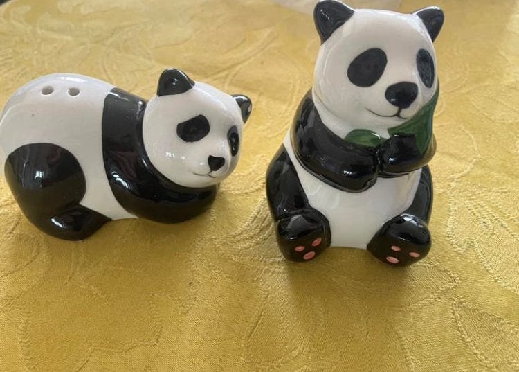 Porseleinen panda peper en zoutstel pepper & salt shakers, Ophalen of Verzenden, Zo goed als nieuw