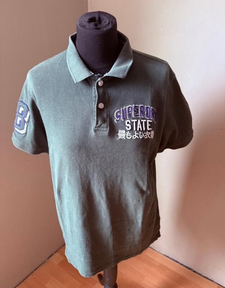 Superdry mooi groen poloshirt mt L, Ophalen of Verzenden, Zo goed als nieuw, Maat 52/54 (L), Groen