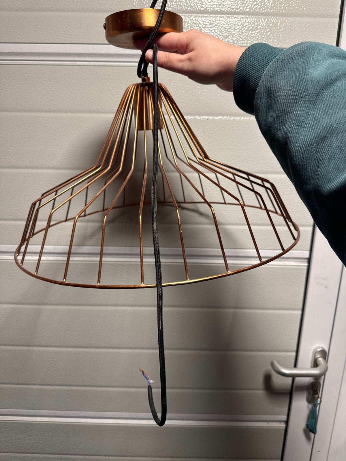 Koperkleurige draadlamp - Plafondlamp, Huis en Inrichting, Ophalen, Gebruikt, Metaal, E27 (groot)