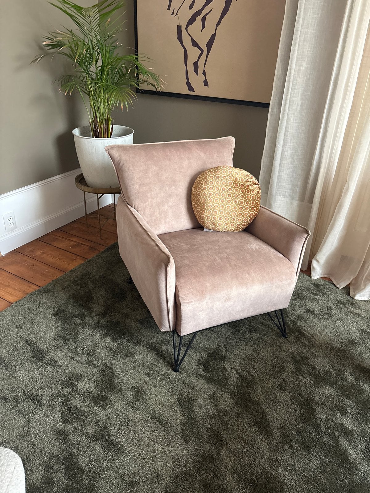 Comfortabele roze fauteuil - Zo goed als nieuw, Ophalen, Zo goed als nieuw, Stof, 75 tot 100 cm